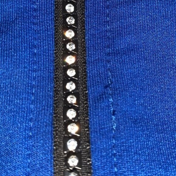 Drapers & Damons Ladies Blue Rhinestone Zip-Up Cardigan Jacket 100% Cotton Size - Picture 4 of 10